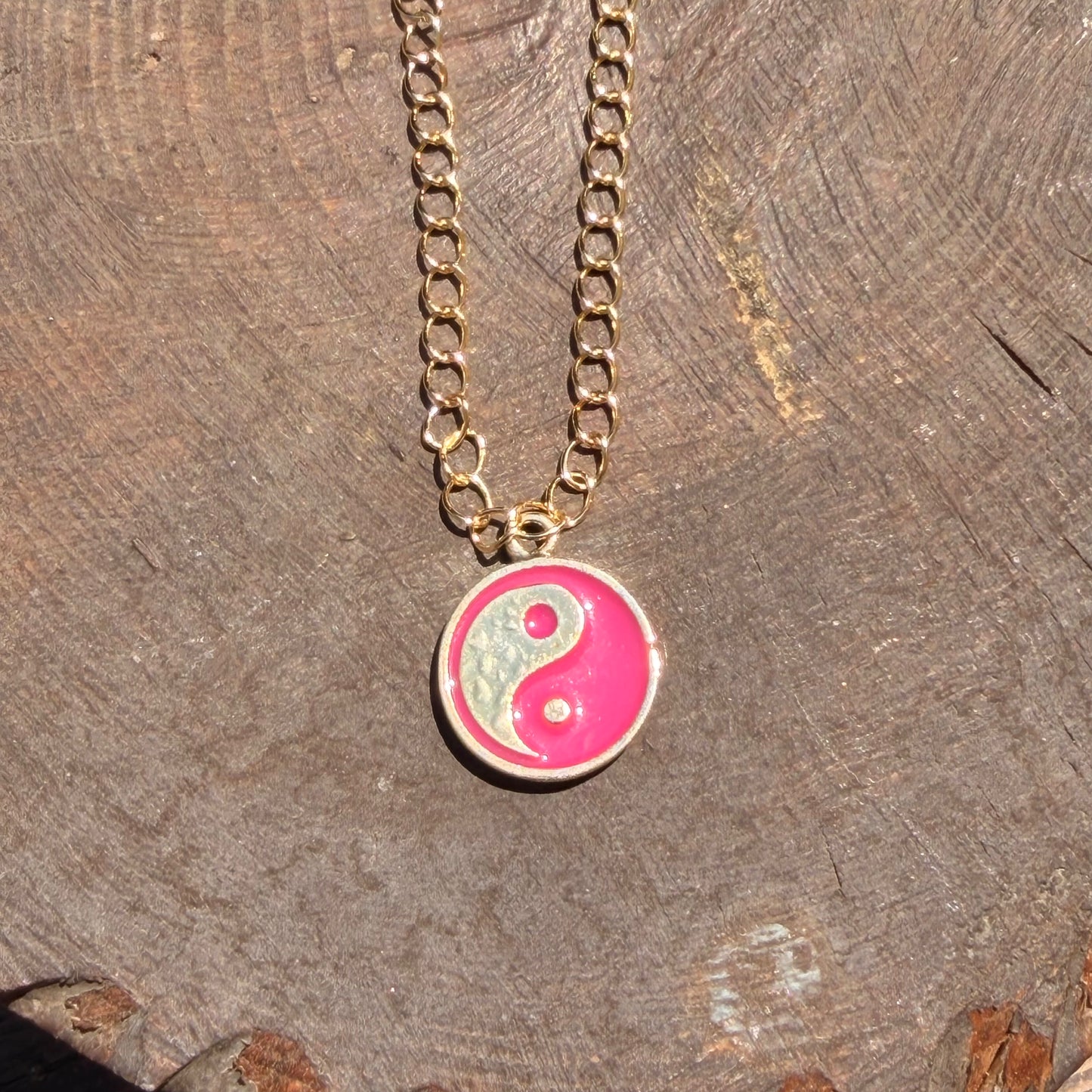 Pink yinyan necklace