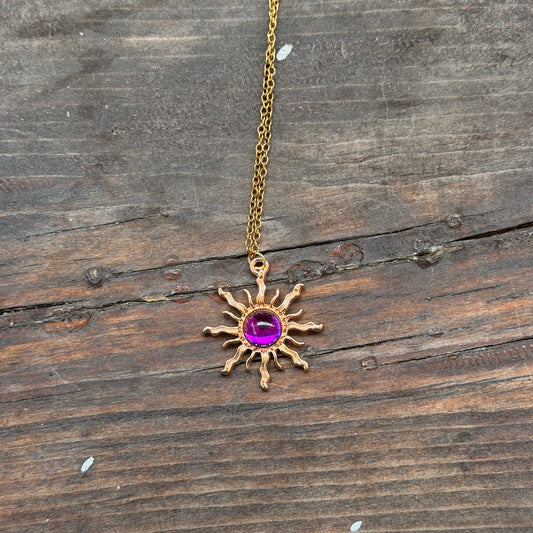 Purple sun necklace