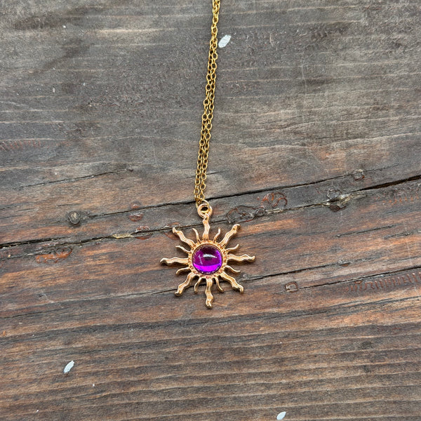 Purple sun necklace