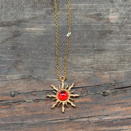 Red sun necklace