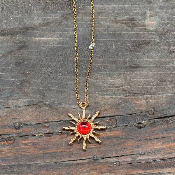 Red sun necklace
