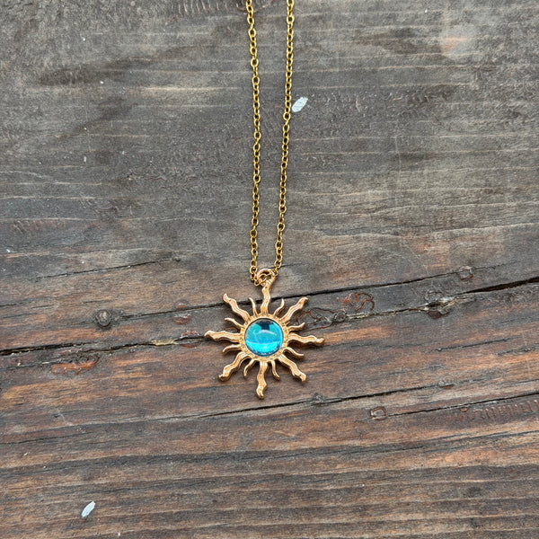 Blue sun necklace