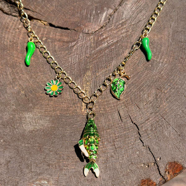 Green fish charm