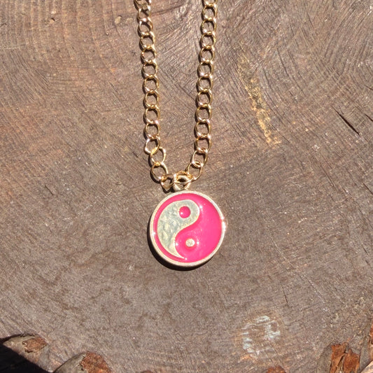 Pink yinyan necklace