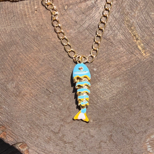 Light blue fish necklace