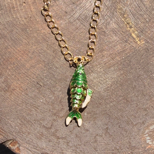 Green fish necklace