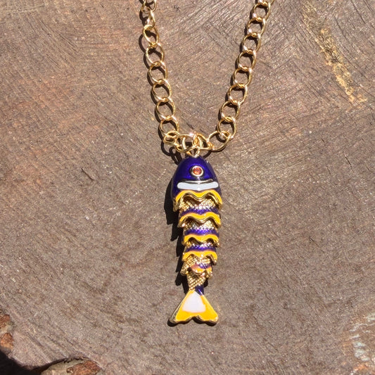 Blue fish necklace